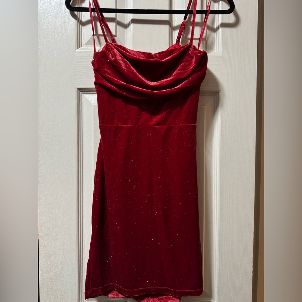 Windsor Strapless Red Glitter Dress